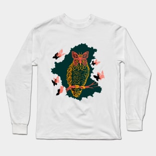 Imposter Owl and Butterflies Long Sleeve T-Shirt